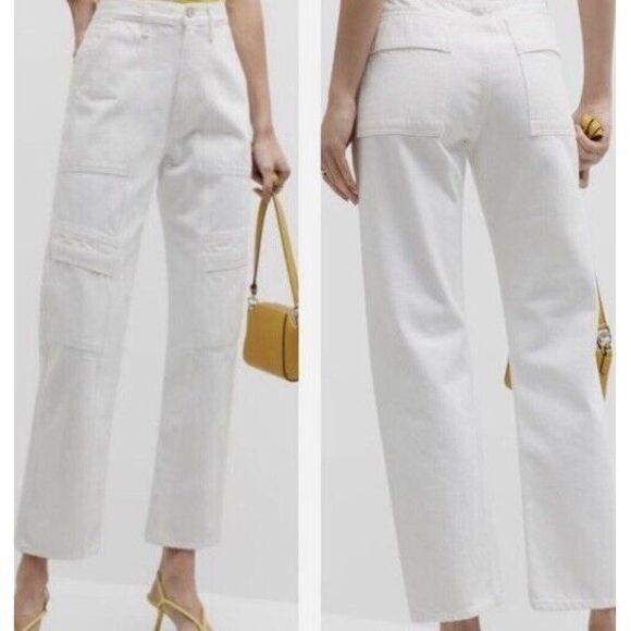 Agolde Cooper Relaxed Straight‎ Cargo Jeans Milkshake 28 NWT $228 - Picture 3 of 10